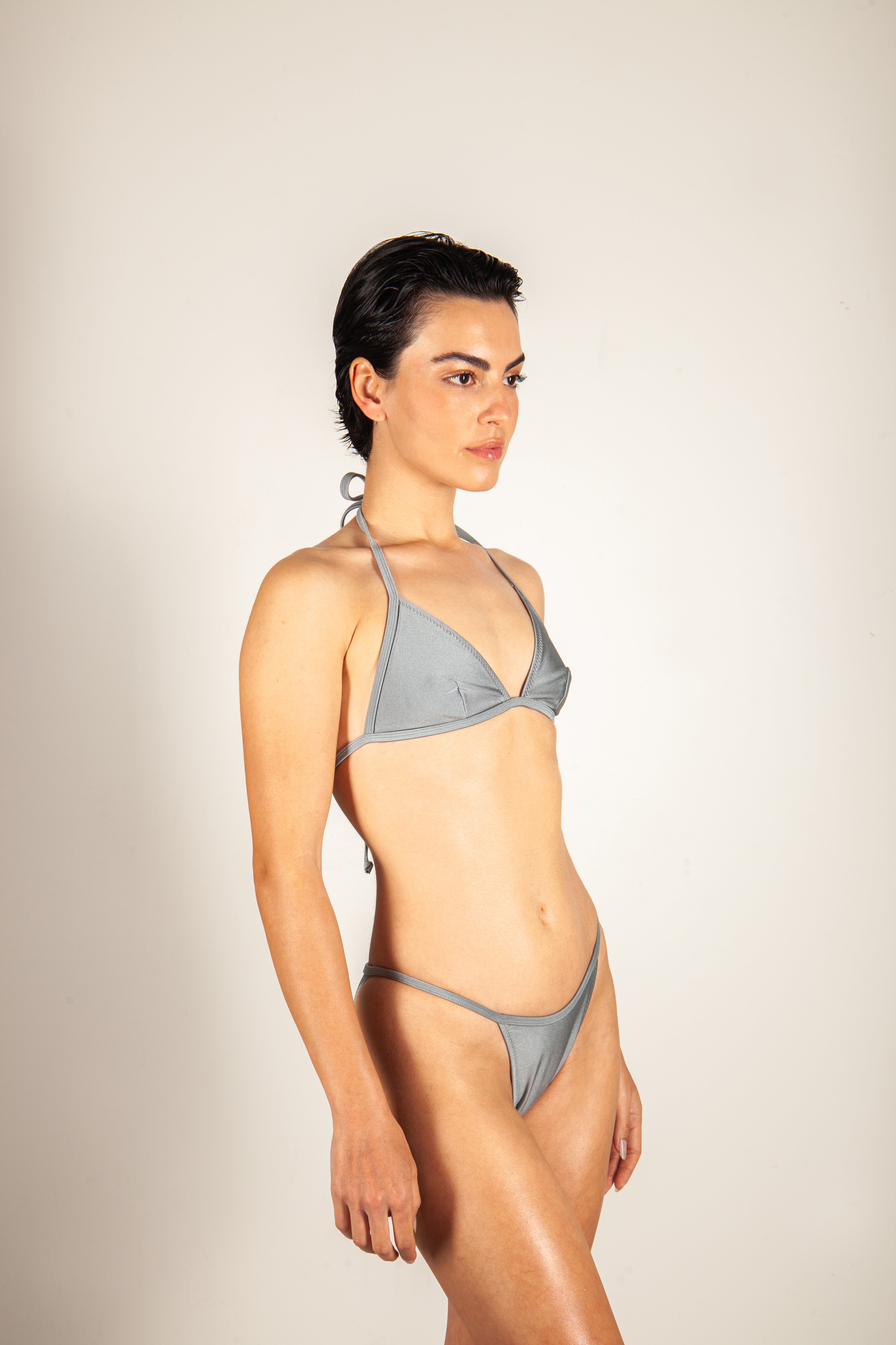 Silver Metallic Bikini Top – Second Skin Fit