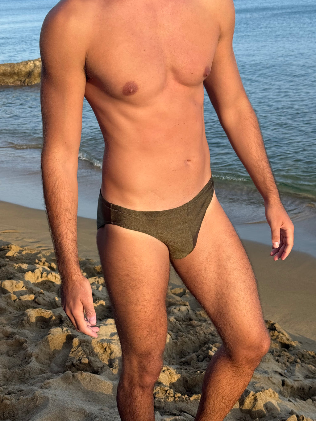 Khaki Swim Brief – Second Skin Fit